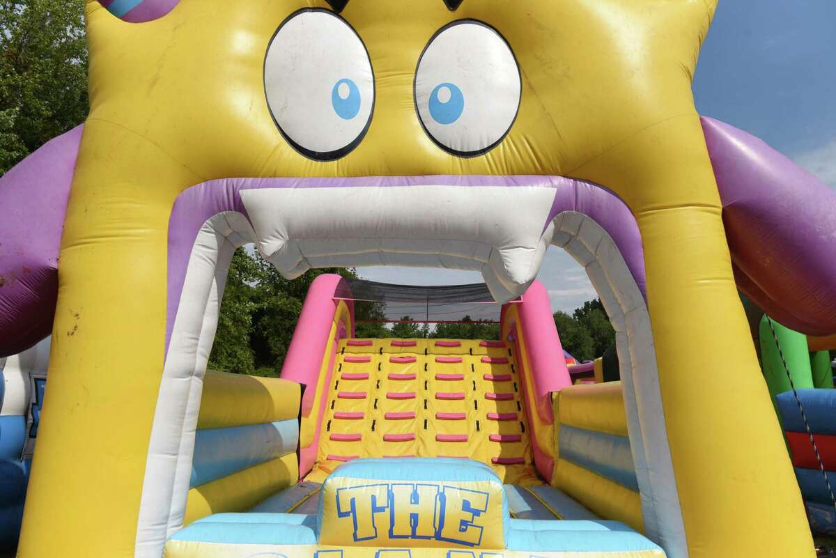 The Big Bounce America bounce house attraction is installed at the Ellms Family Farm on Friday, August 26, 2022 in Ballston Spa, NY.  The attraction operates from Friday to Sunday.