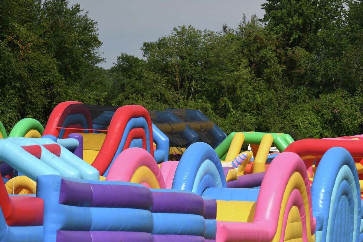 The Big Bounce America bounce house attraction is installed at the Ellms Family Farm on Friday, August 26, 2022 in Ballston Spa, NY.  The attraction operates from Friday to Sunday.