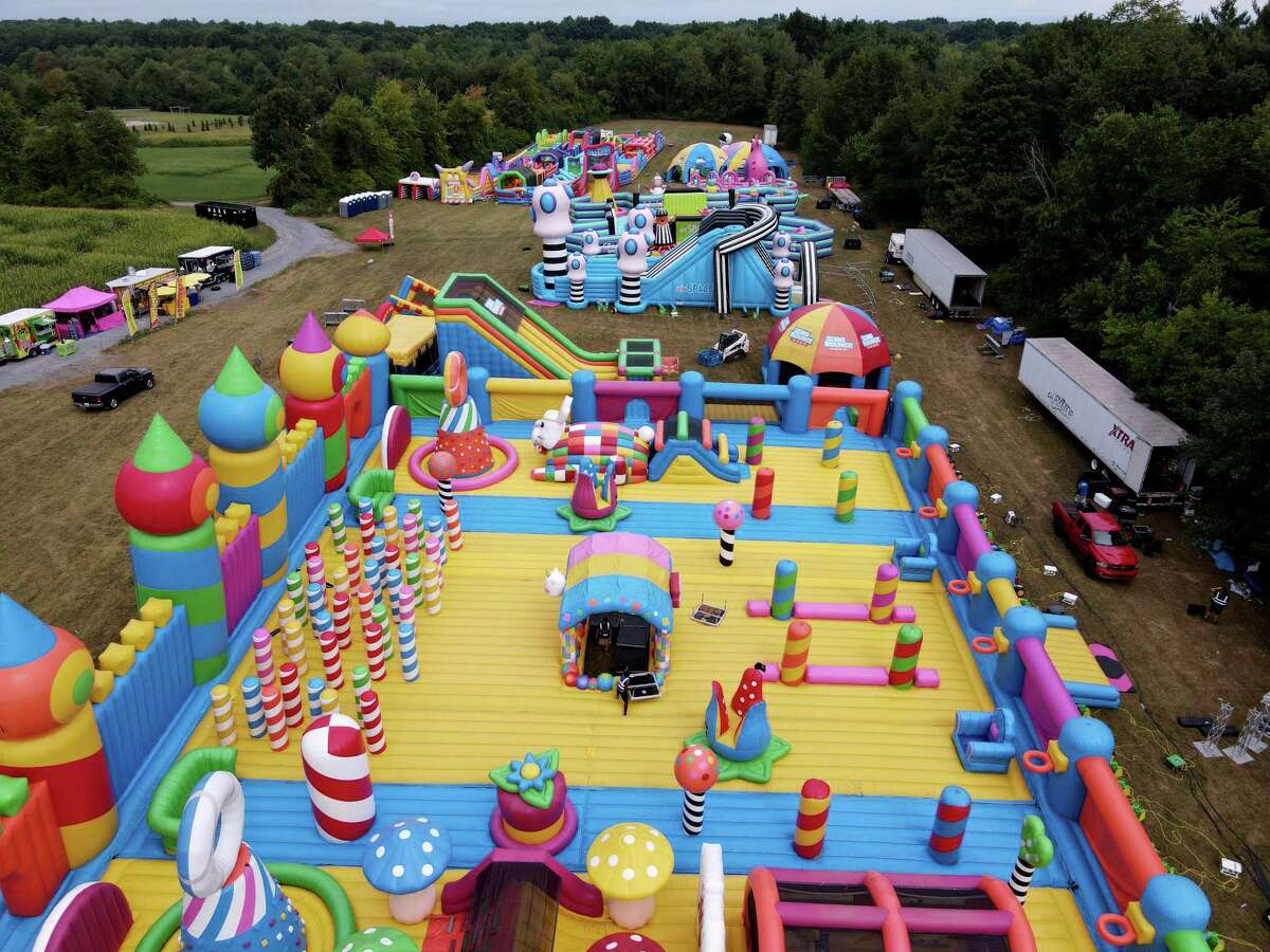 The Big Bounce America bounce house attraction is installed at the Ellms Family Farm on Friday, August 26, 2022 in Ballston Spa, NY.  The attraction operates from Friday to Sunday.