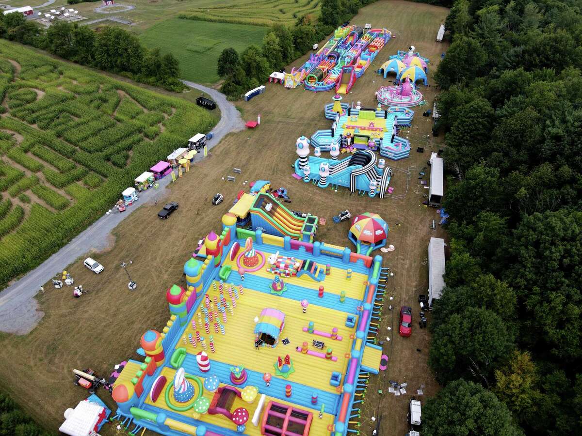 The Big Bounce America bounce house attraction is installed at the Ellms Family Farm on Friday, August 26, 2022 in Ballston Spa, NY.  The attraction operates from Friday to Sunday.