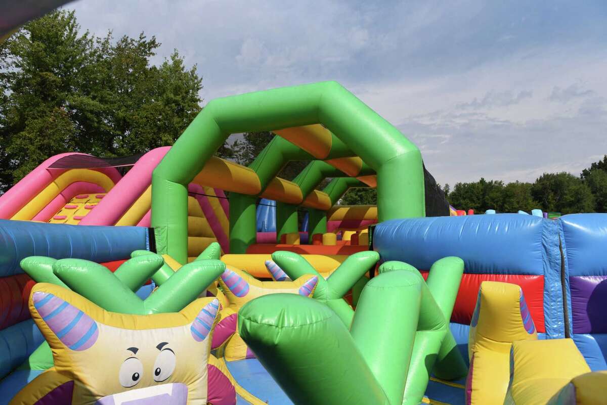 The Big Bounce America bounce house attraction is installed at the Ellms Family Farm on Friday, August 26, 2022 in Ballston Spa, NY.  The attraction operates from Friday to Sunday.