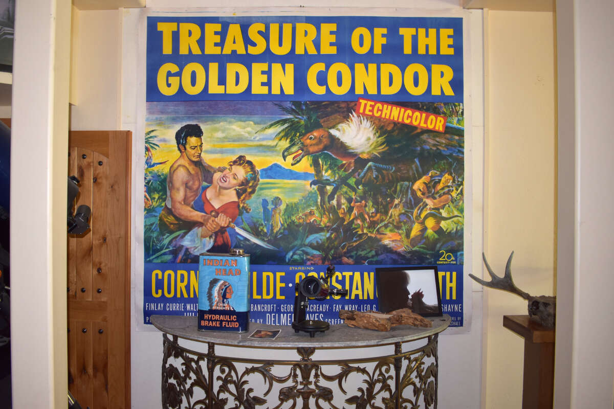 As with many parts of Todd Fisher's Creston, Calif.-based ranch, the entryway features a vintage movie poster, along with an entry table that used to greet visitors at the Beverly Hills home of his parents, Debbie Reynolds and Eddie Fisher. 