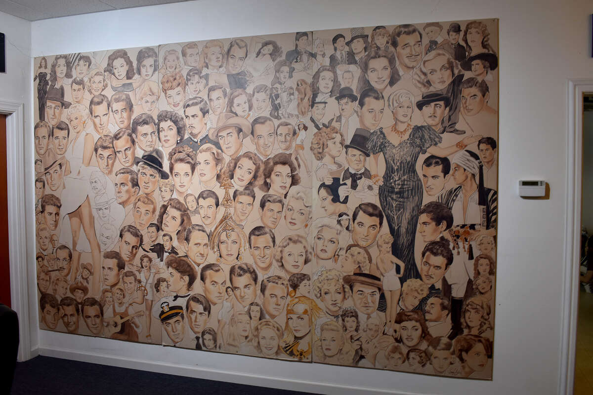 A mural of Hollywood greats treated visitors who entered Debbie Reynolds' Hollywood Hotel, once open off the Strip in Las Vegas. The mural is now part of the offices situated on a 44-acre ranch in Creston, Calif., recently listed for $2.85 million.