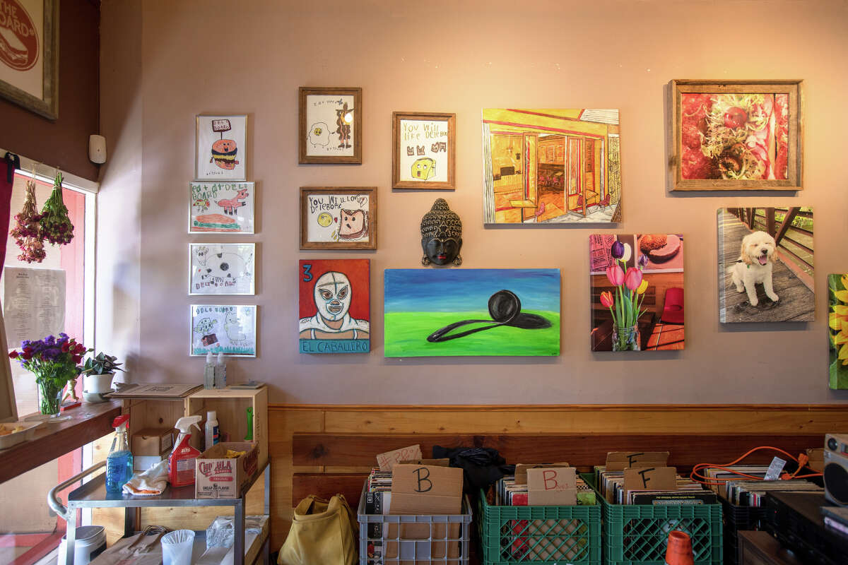 The interior of Deli Board in San Francisco, Calif. on Aug. 19, 2022. The deli used to have a dining room, but now is just used for storage with the restaurant being fully take out.