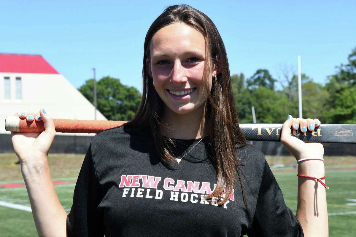 New Canaan field hockey player Polly Parsons-Hills poses for a photo at Dunning Field, New Canaan on Thursday, August 25, 2022.
