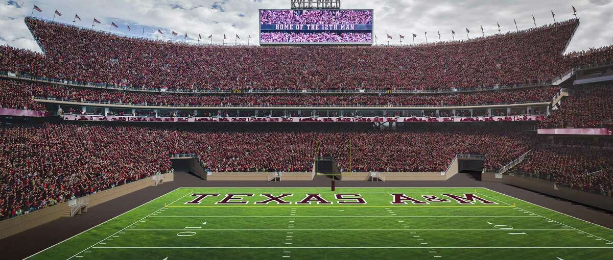 This rendering shows what Kyle Field will look like after suites are added to the south end zone in time for the 2023 season.