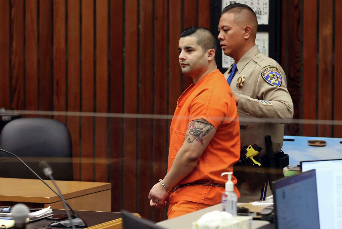Steven Carrillo is escorted into court during sentencing Friday, Aug. 26, 2022, in Santa Cruz, Calif. Carrillo, a former Air Force sergeant who was linked to an anti-government extremist movement and in 2020 attacked law enforcement officials amid protests over the killing of George Floyd has been sentenced to life in prison without parole in the killing of a Northern California sheriff's sergeant. (Shmuel Thaler/The Santa Cruz Sentinel via AP)