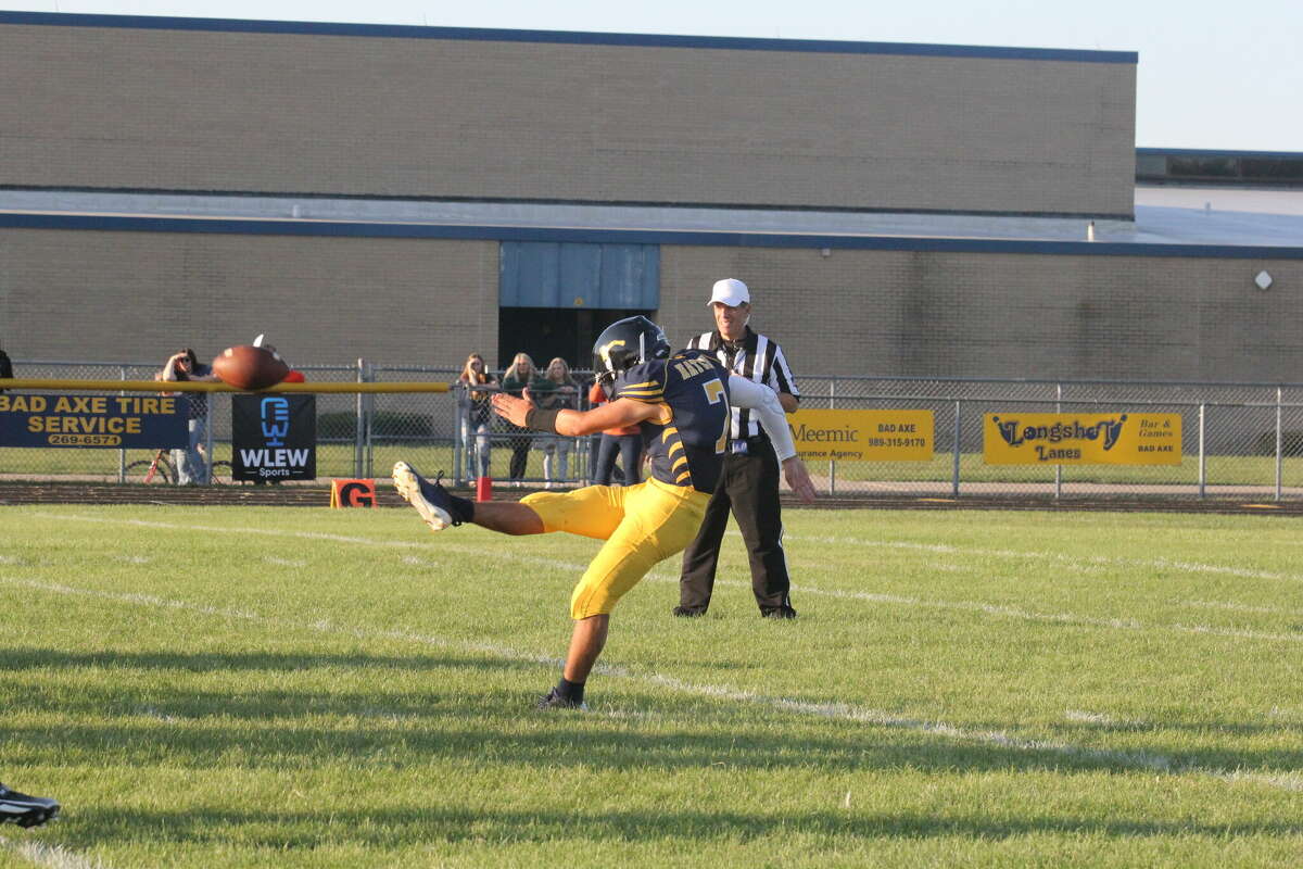 Bad Axe's Griffin Meinhold on a punt.