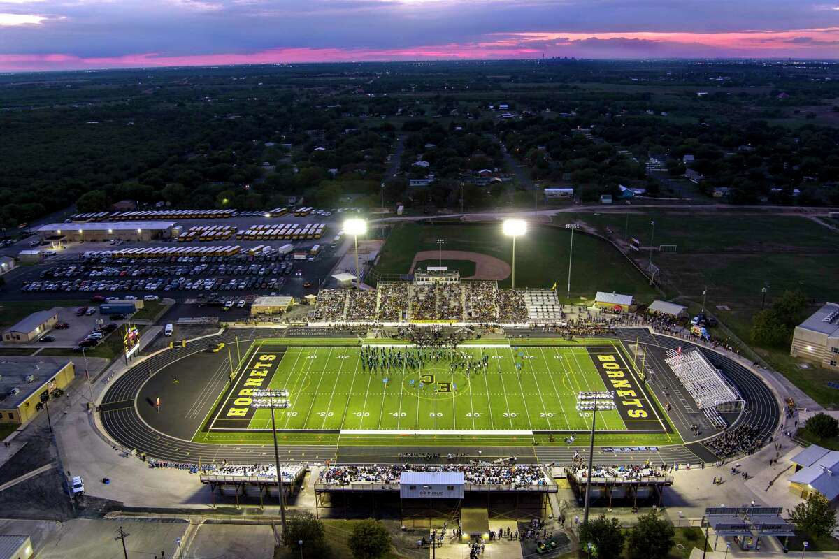 The East Central football stadium is seen at half time Friday night, Aug. 26, 2022 during the Hornets’ game against the Harlan Hawks.