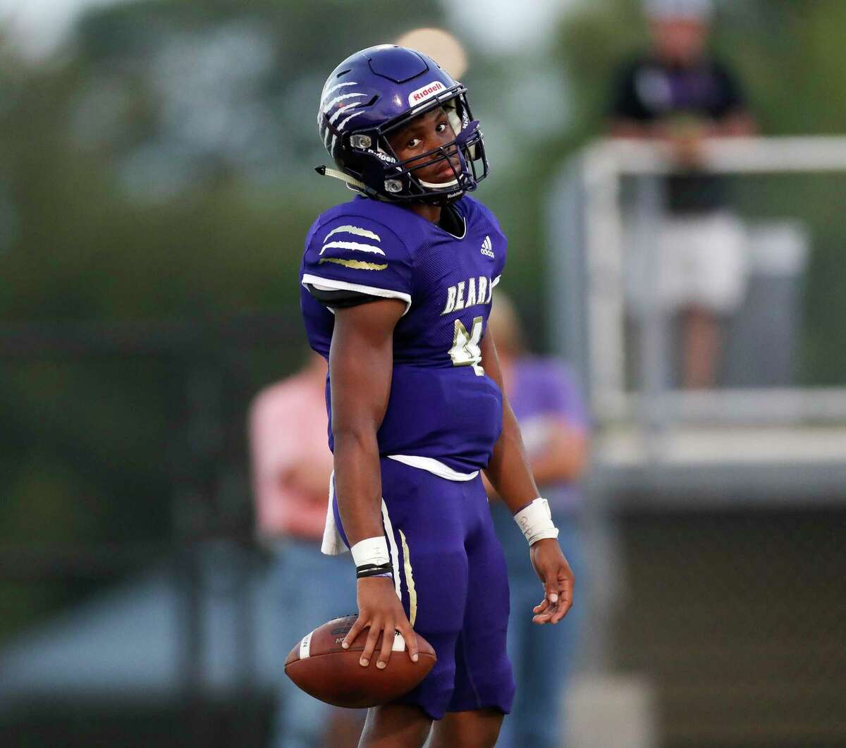 Seen here earlier this season, Montgomery quarterback Reggie Williams (4) had two rushing touchdowns and 236 yards of total offense in a 28-21 win over Huntsville.