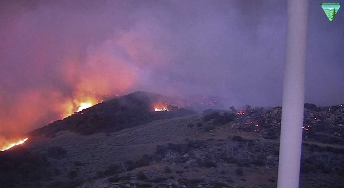 The Cherry Gulch Fire burns on Aug. 26, 2022 in northern Nevada.