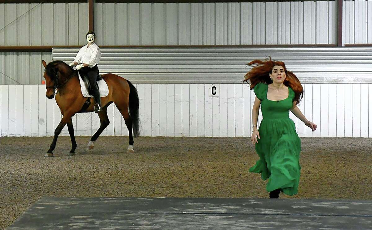 Carmen (Rebecca de Almeida) flees her Dream Double (Francesca Edwards) in a pas de deux for human and horse