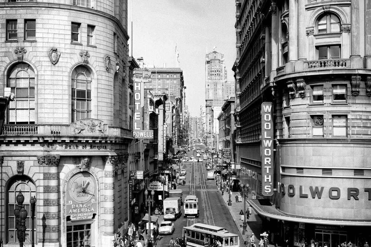 Powell and Market Street with Woolworth's, San Francisco, 1952