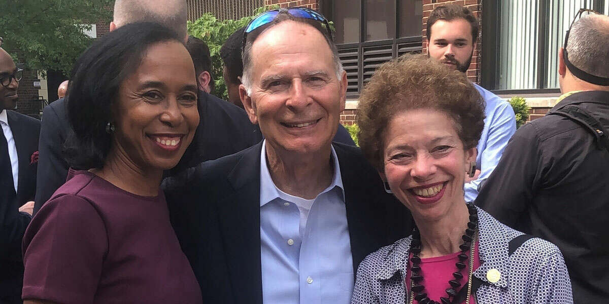 SIU Law in the Metro East: SIU School of Law Dean Camille M. Davidson, former U.S. Rep. and SIU Law alumnus William Enyart and retired Judge Annette A. Eckert celebrate SIU Law’s expansion into Belleville.