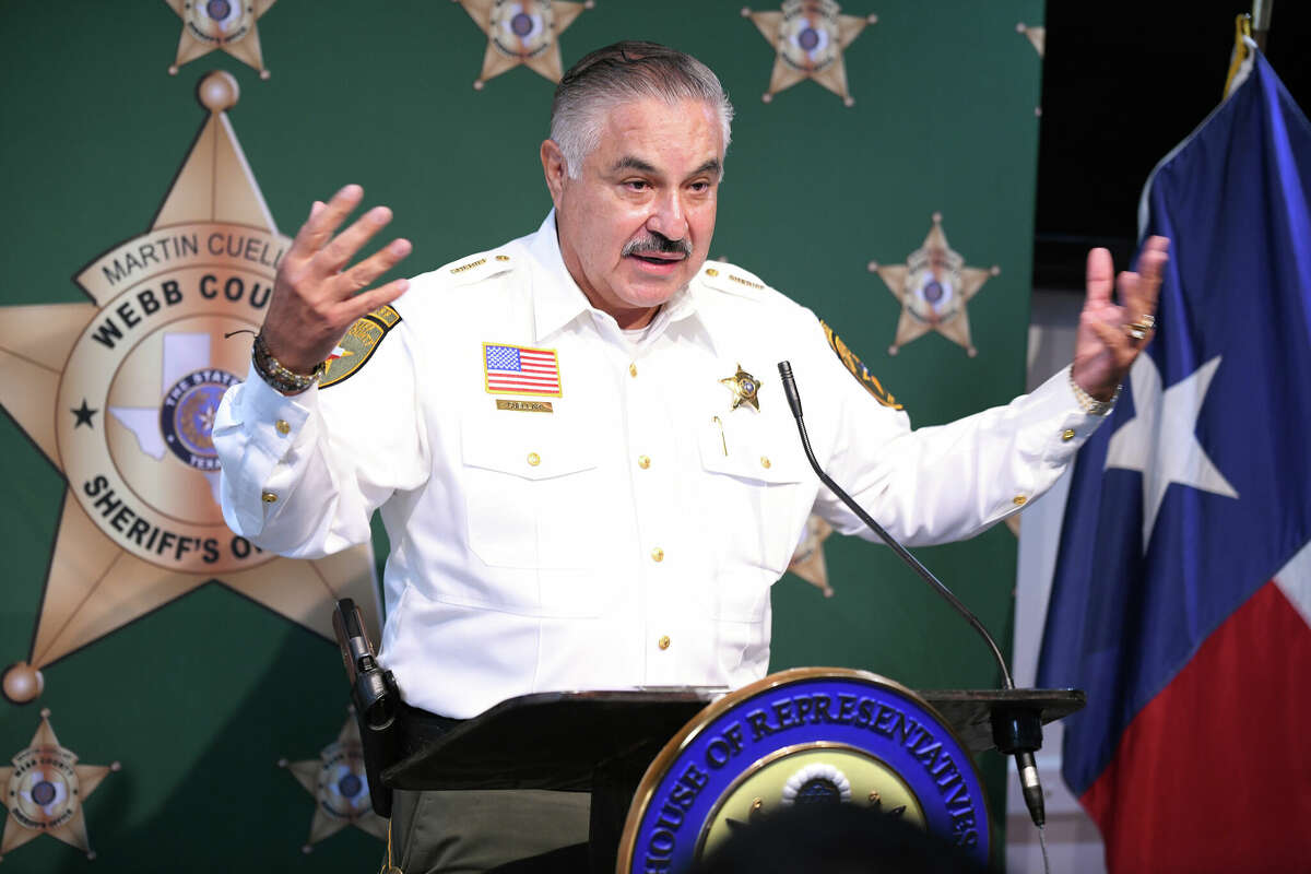 During a press conference announcing $4.3 million in Operation Stonegarden funding, officials took time to discuss the impact of local law enforcement agencies and the teamwork between them. Sheriff Martin Cuellar gives some remarks regarding the funding on August 30, 2022.