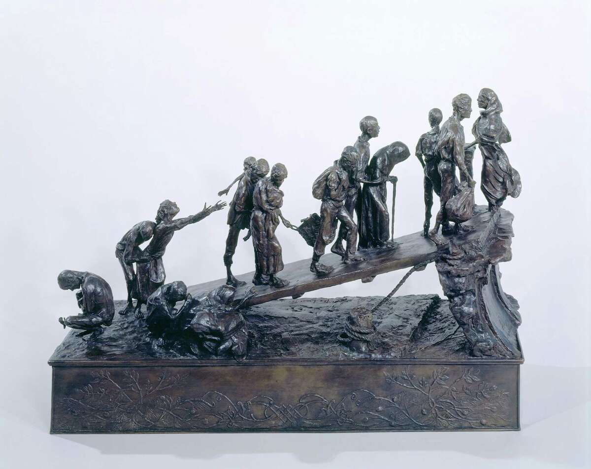 “The Leave Taking” by Margaret Lyster Chamberlain, part of Quinnipiac University’s art collection on Ireland’s Great Hunger.
