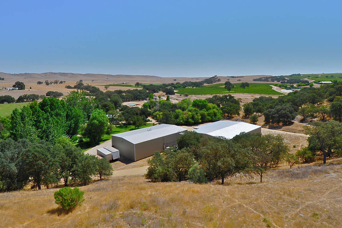 A panoramic view of the 44-acre spread at Freedom Farms, the Central Coast estate once owned by Debbie Reynolds and frequented by daughter Carrie Fisher. Son Todd Fisher recently put the property on the market for $2.85 million. 