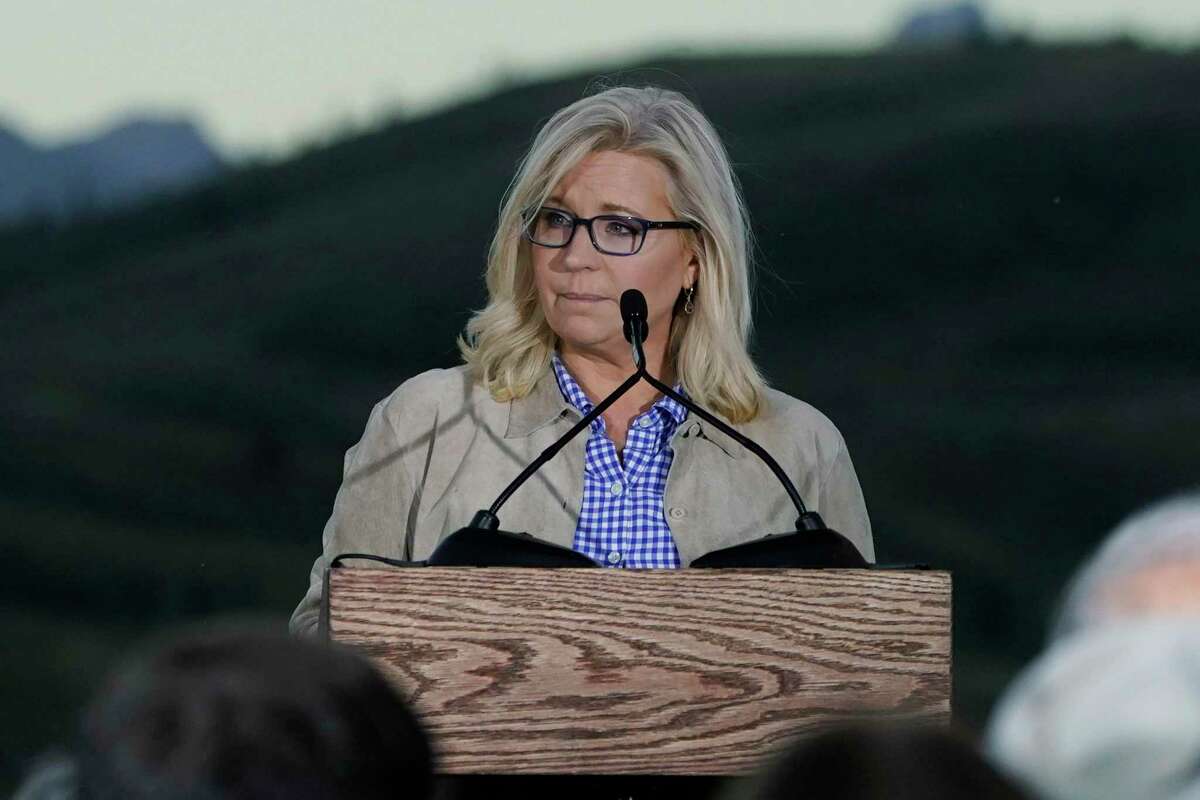 Rep. Liz Cheney, R-Wyo., speaks Tuesday, Aug. 16, 2022, at a primary Election Day gathering at Mead Ranch in Jackson, Wyo. Cheney lost to challenger Harriet Hageman in the primary. Cheney’s resounding election defeat marks an end of an era for the Republican Party. Her loss to Trump-backed challenger is the most high-profile political casualty yet as the GOP transforms into the party of Trump. (AP Photo/Jae C. Hong)