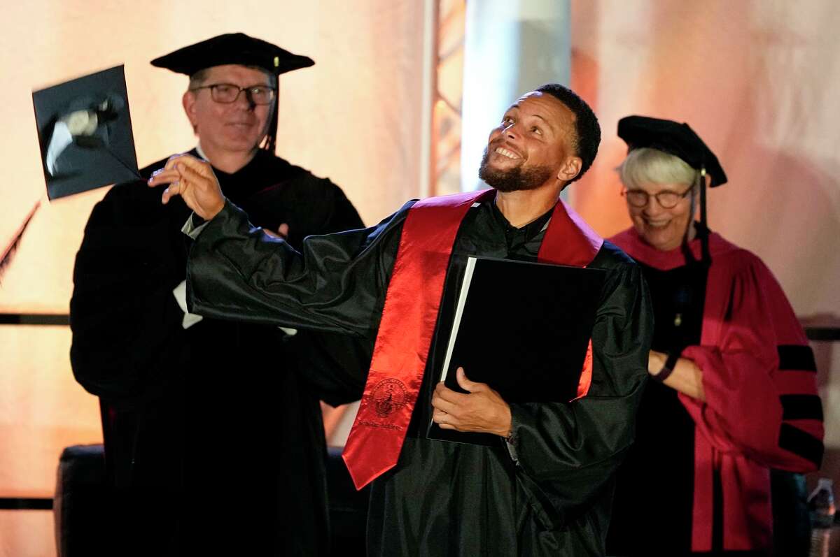 Stephen Curry, Davidson’s all-time scoring leader, earned his bachelor’s in sociology from the school on May 15.