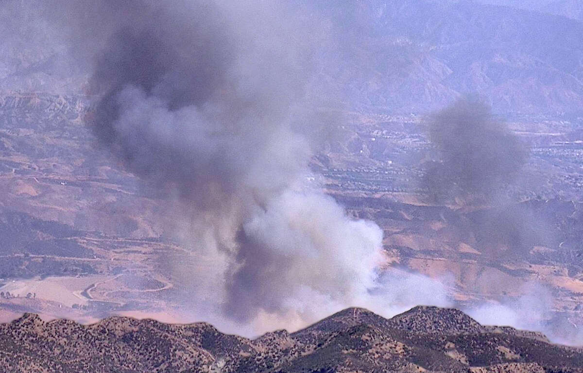 Smoke from the Route Fire is seen from a trail cam atop Whitaker Peak in Los Padres National Forest, north of Castaic, near I-5, on Wednesday, Aug. 31, 2022.