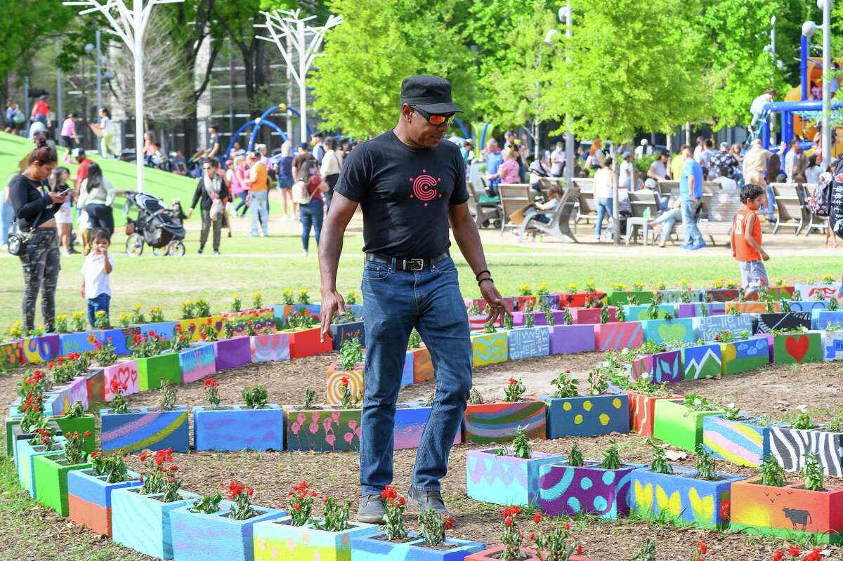 Labyrinth at Discovery Green created by Houston artist Reginald C Adams.