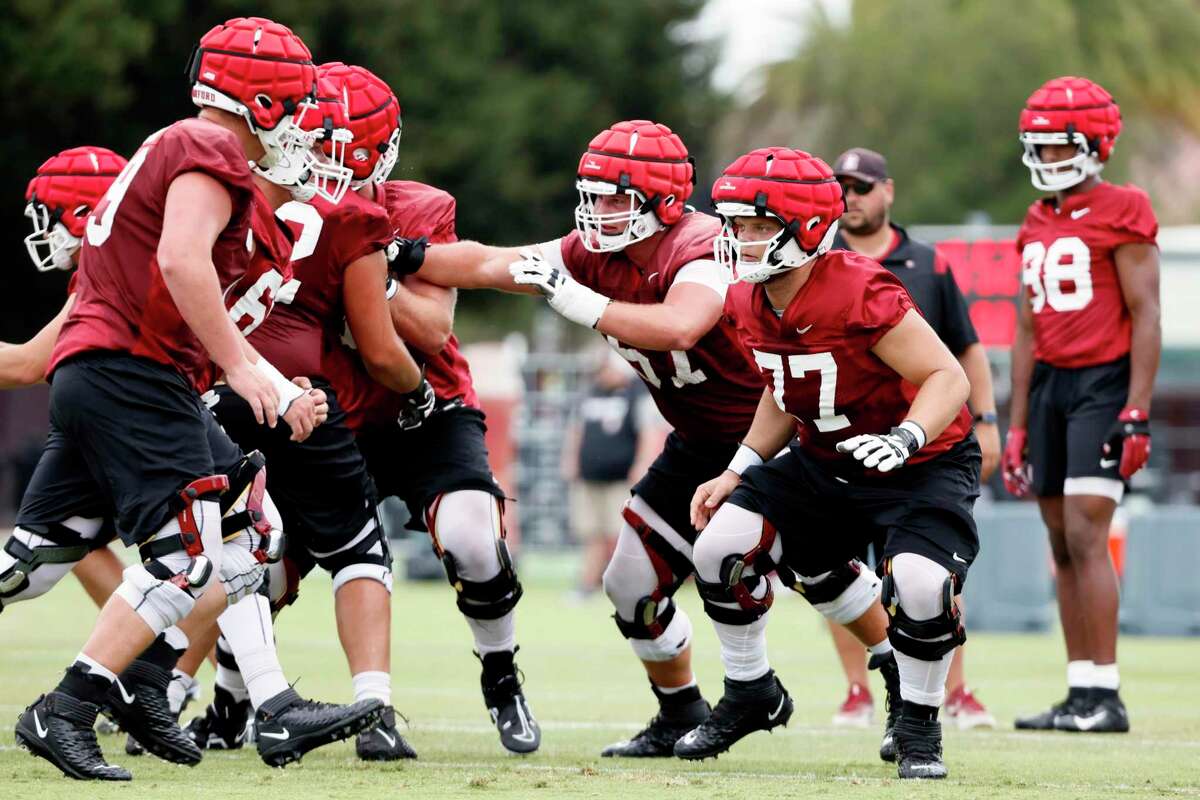 The Stanford Cardinal train during football camp at Dan Elliot Practice Field, Wednesday, Aug. 17, 2022, in Stanford, Calif.