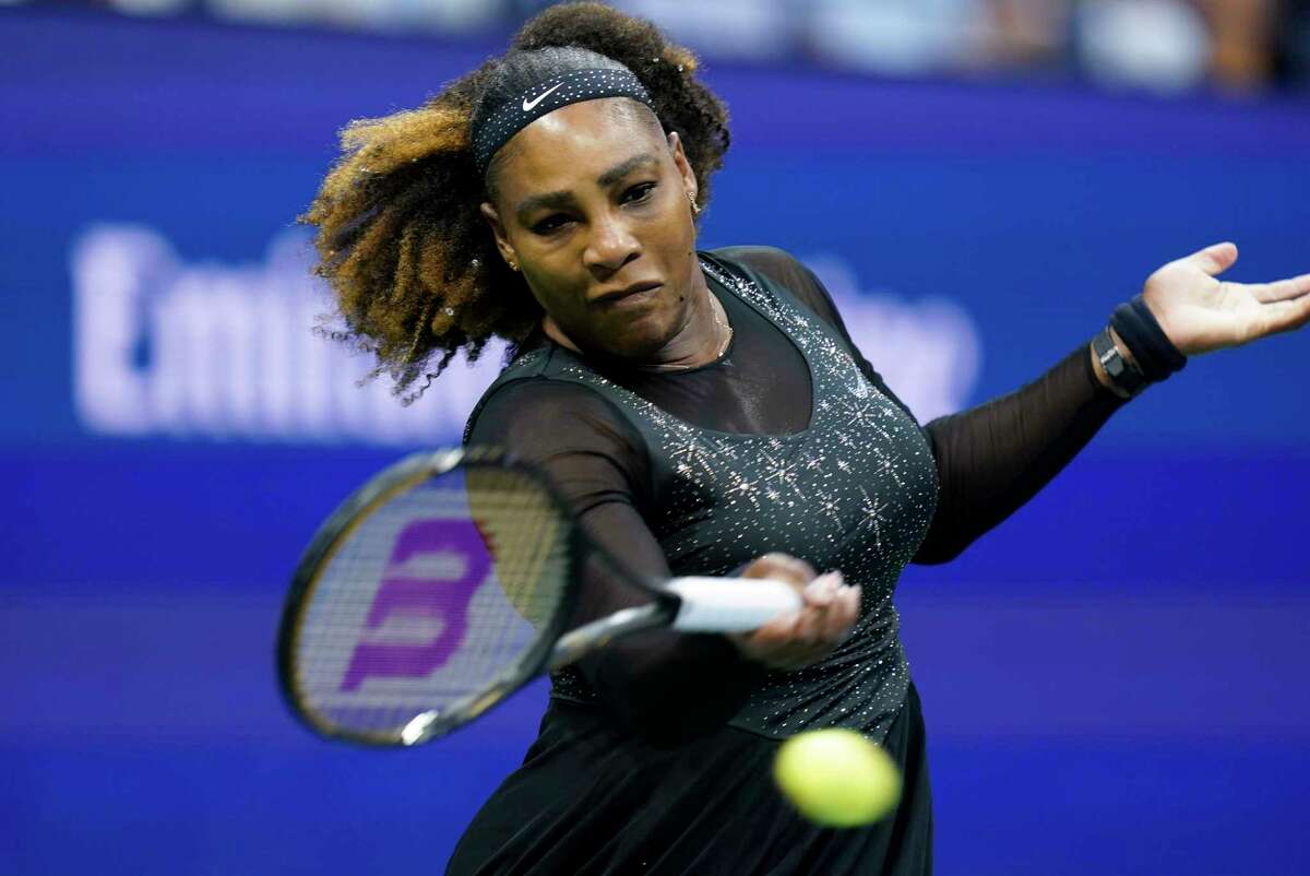 Serena Williams, of the United States, returns a shot to Anett Kontaveit, of Estonia, during the second round of the U.S. Open tennis championships, Wednesday, Aug. 31, 2022, in New York.
