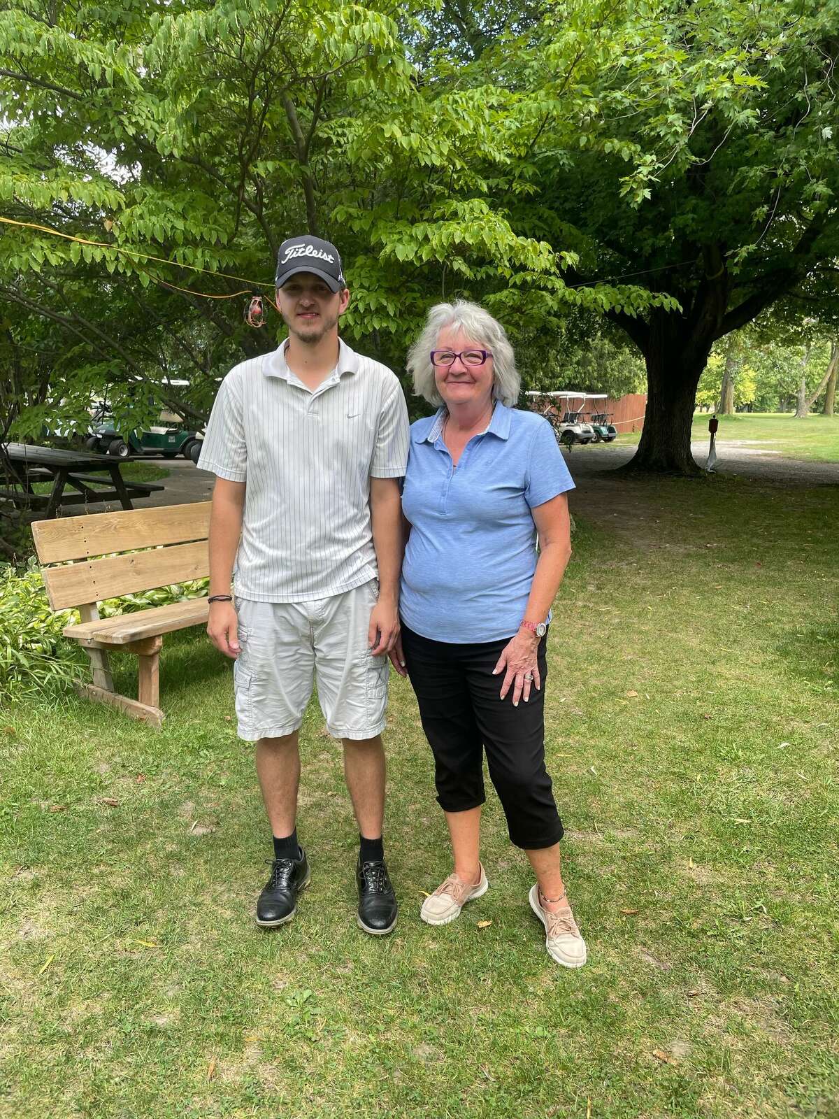 The Caseville Golf Course recently held their club championship. Skiler Filion, left, won the championship flight. Shelia Vigenski, right, won the women's flight. Filion won with a 36-hole score of 147. Matt McCrimmon finished second, shooting 157. The first flight winner was Conrad Vigenski, shooting 183. Bill Gustafson finished second, shooting 187. Shelia Vigenski won the women's flight, shooting 204.