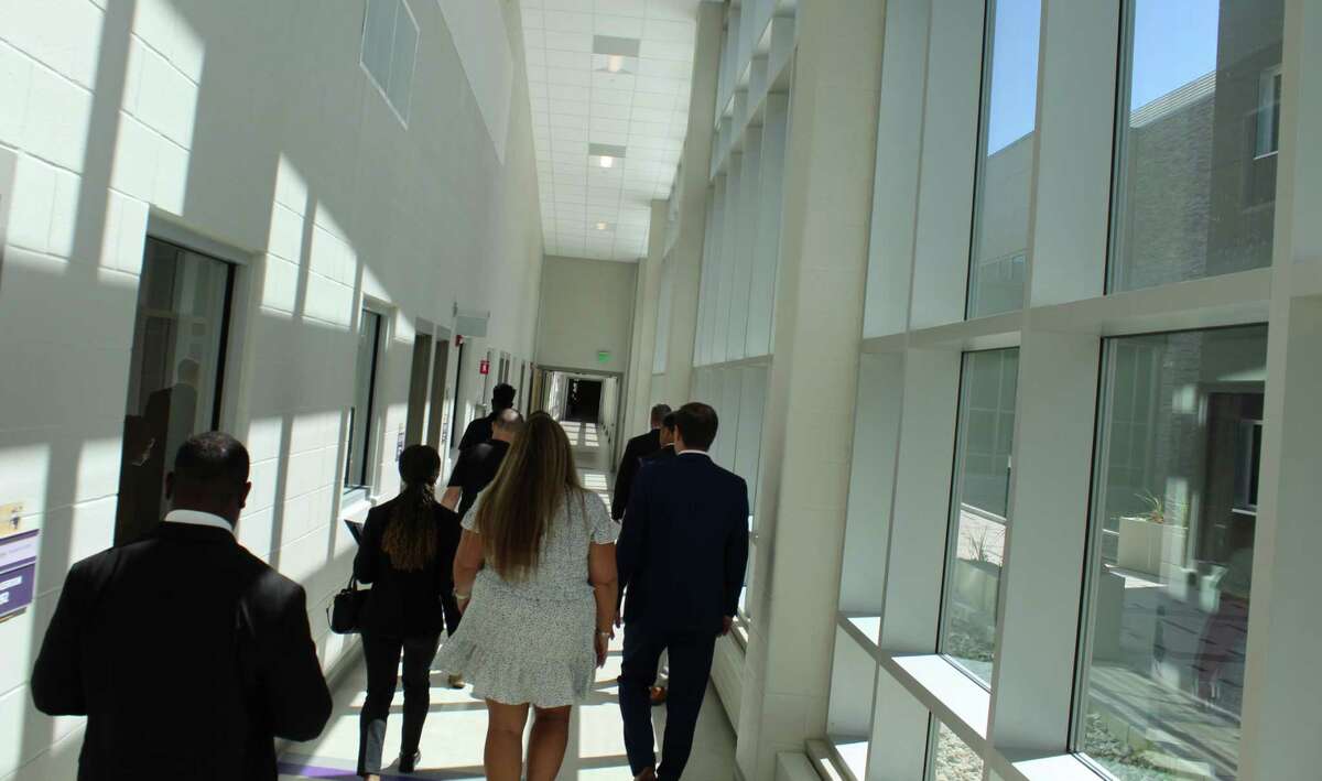 Sen. Chris Murphy tours the new CREC Ana Grace Academy of the Arts Elementary Magnet School. Construction wrapped on the new building in the spring after COVID-19 delays.