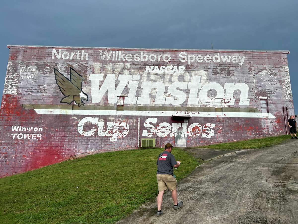 An old NASCAR Winston Cup Series logo adorns one of the walls of North Wilkesboro Speedway, which hosted races this summer after closing in 1996. 
