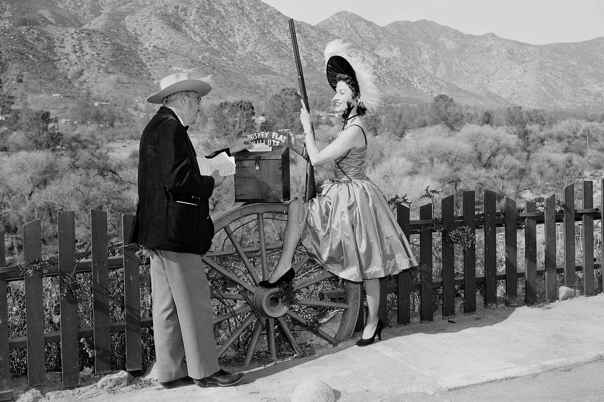 Kernville's Whiskey Flat Days as celebrated in January 1960 near the site of the Old West town covered by the Lake Isabella reservoir. With the mega-drought pushing the lake to record lows, foundations of the old town are peeking up from the lake's bottom.