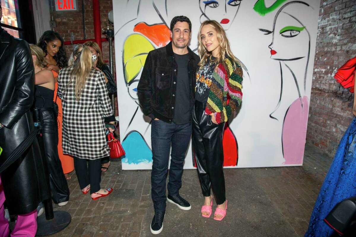Jenny Mollen, right, and Jason Biggs pose for photos during New York Fashion Week in 2021. Mollen will be the guest speaker at The Center for HOPE’s annual luncheon on Sept. 15 at Wee Burn Beach Club in Rowayton.