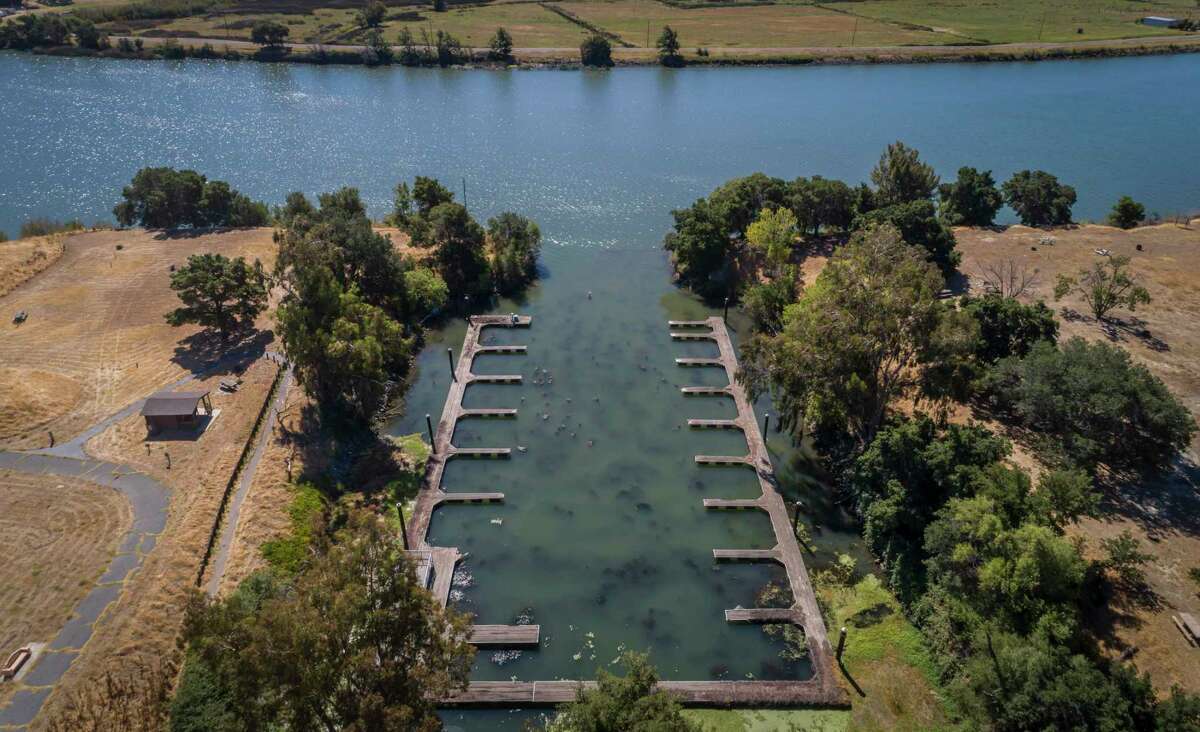 The boat docks adjacent to Three Mile Slough sit unused at the closed Brannan Island State Recreation Area near Rio Vista in August. The park is reopening Thursday under a new concessionaire.