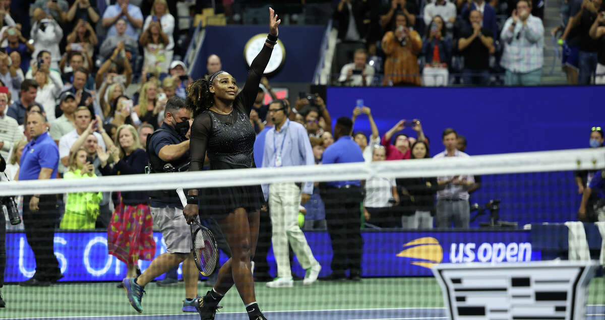 Serena Williams of the United States thanks the fans after being defeated by Ajla Tomlijanovic of Australia during their Women's Singles Third Round match on Day Five of the 2022 US Open at USTA Billie Jean King National Tennis Center on September 02, 2022 in the Flushing neighborhood of the Queens borough of New York City. (Photo by Al Bello/Getty Images)