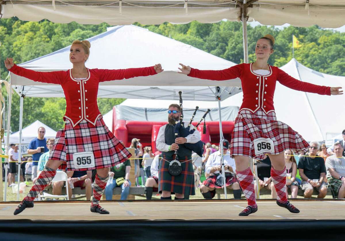 Heather Magallanes and Rileigh Rodych perform in a dance competition during the Capital District Scottish Games at the Altamont Fairgrounds on Saturday, Sept. 3, 2022. (Jim Franco/Special to the Times Union)