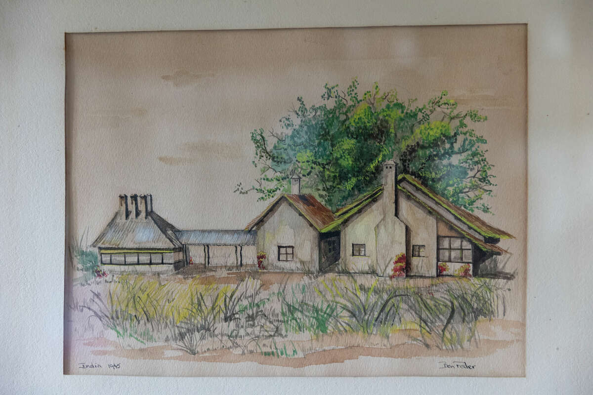 Ben Feder's watercolor paintings from when he was stationed in India during World War II, photographed at Clinton Vineyards in Clinton Corners on Aug. 26, 2022.