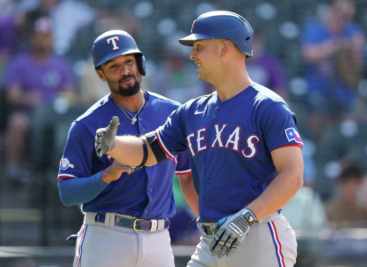 Since June 1, Rangers teammates Marcus Semien, left, and Nathaniel Lowe have hit 20 home runs apiece. Only Yankees slugger Aaron Judge (35) has more among American Leaguers.