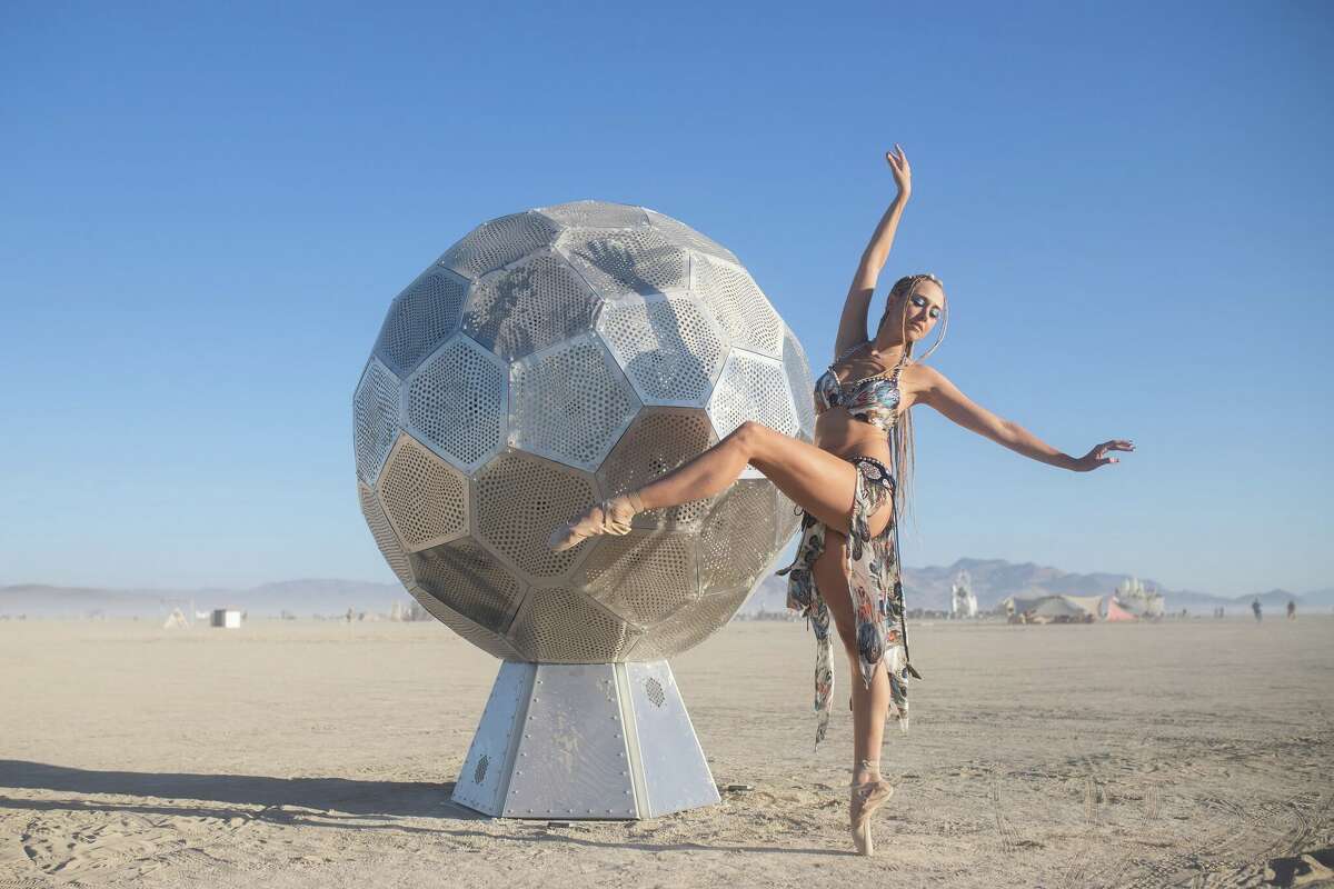 Marlo Bassett of the Metamorphosis Ballet at Burning Man 2022 in the Black Rock Desert in Gerlach, Nevada.
