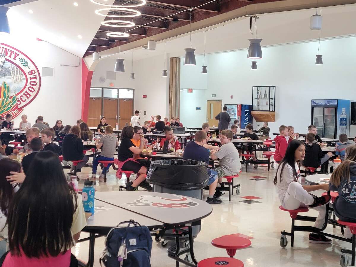 Sixth grade students at Benzie Central Middle School enjoy their first lunch of the school year on Sept. 6, 2022.