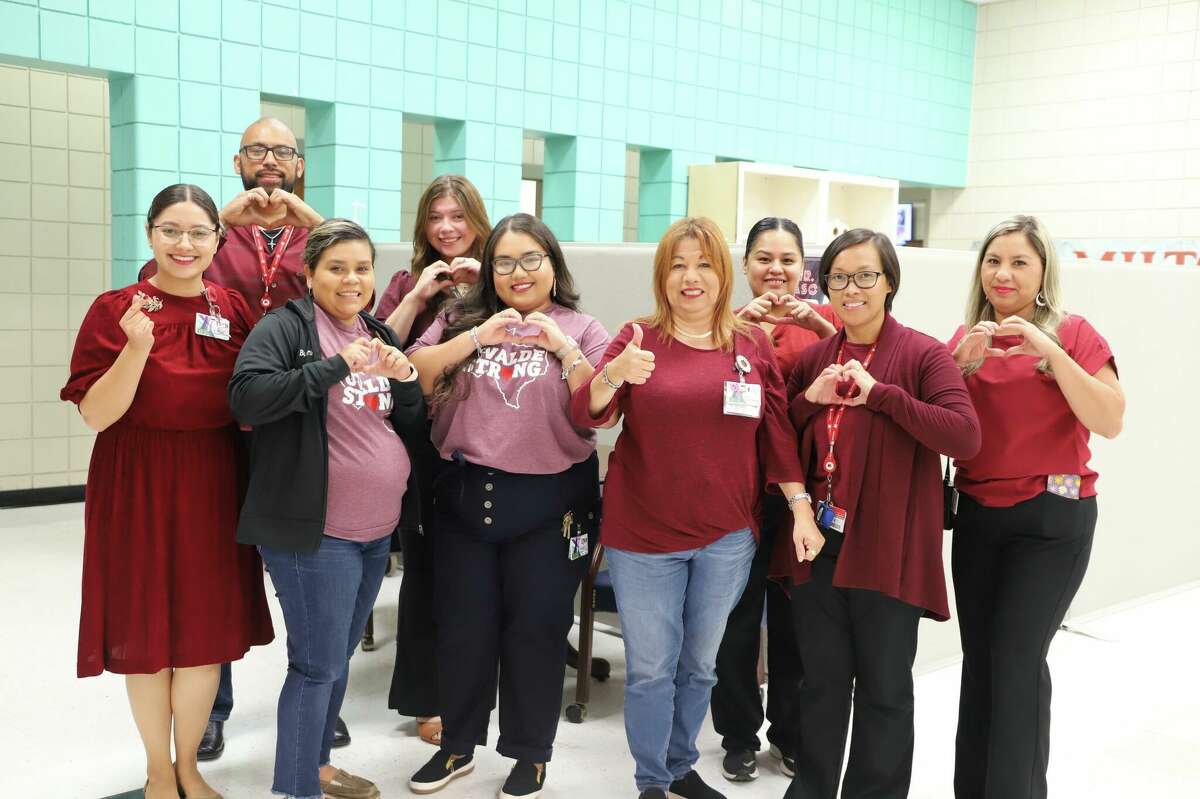 Students from LISD showcase their Uvalde solidarity. Schools on Tuesday were flooded with the color maroon as many students, faculty and even teachers wore the color in solidarity with the people of Uvalde as a statewide campaign marked the beginning of the school year for the children who live in the small community just north of Webb County.