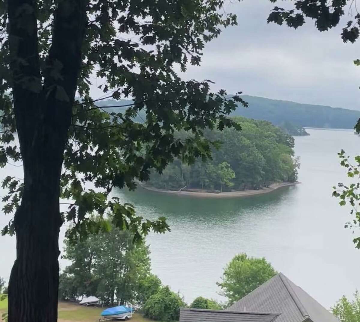 View of Blueberry Island from Wood Creek Road on Labor Day 2022. Residents in the area reported a quieter-than-usual holiday weekend since the island was shut down due to unsanitary conditions.