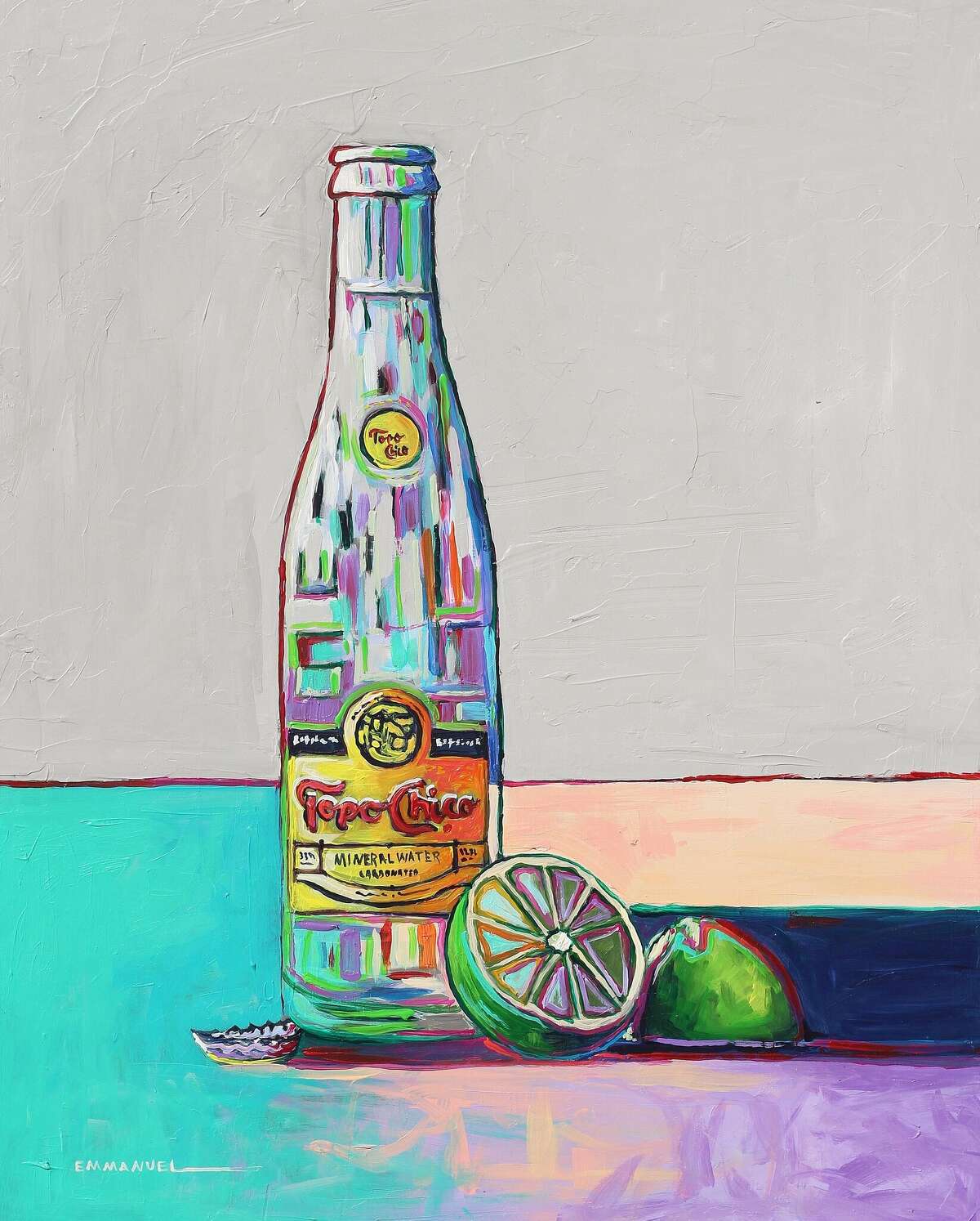 Topo Chico mineral water bottles repurposed into cultural art