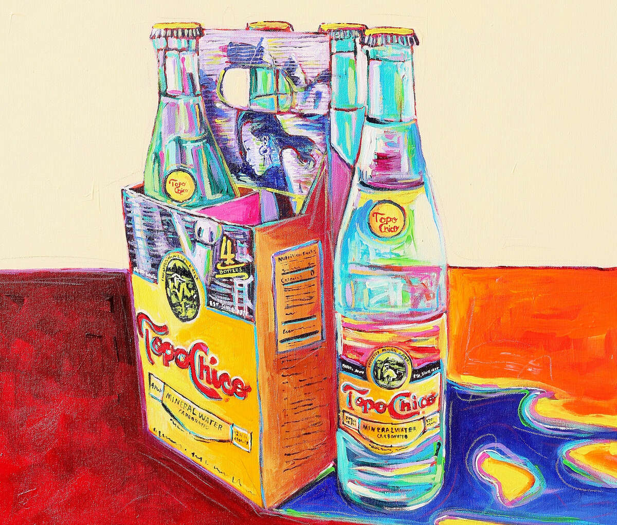 A Topo Chico still life by San Antonio artist Martin Emmanuel Rangel, who goes by Emmanuel for his art. The Mexican mineral water is so popular artists such as Rangel celebrate it in paintings as well as custom glassware and jewelry.