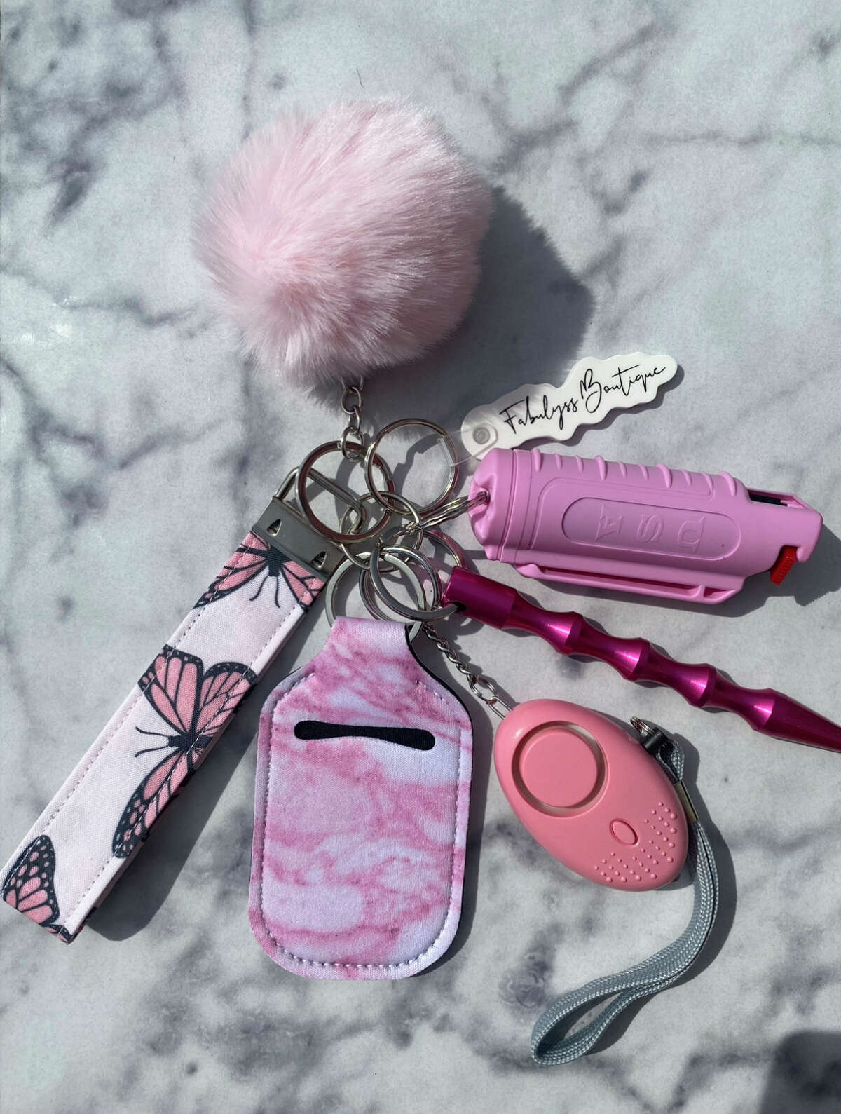 Self-defense keychains sold on Fabulyss Boutique by Bridgeport native Alyssa Collazo.