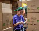 Audrey Chan volunteers at the Houston Food Bank.