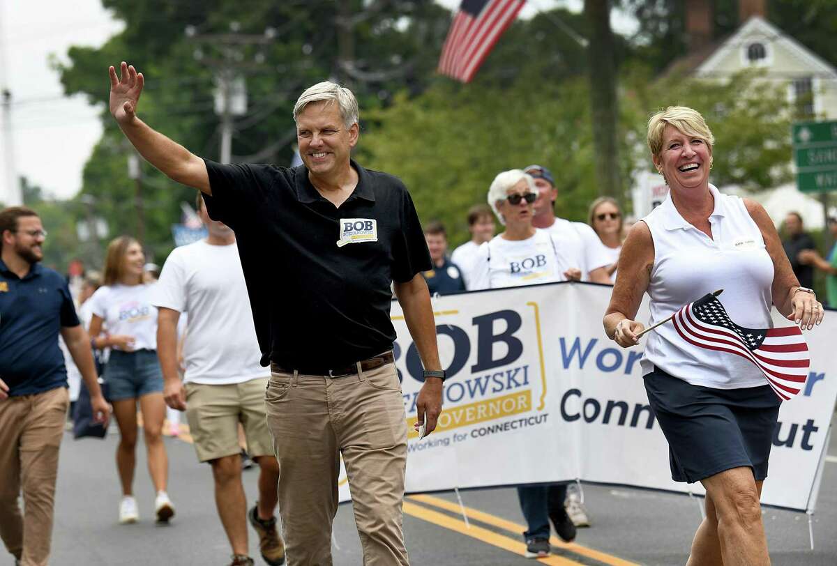 A new poll finds that Bob Stefanowski, Republican candidate for Connecticut governor, shown here with his running mate, state Rep. Laura Devlin of Fairfield, is 17 points behind Gov. Ned Lamont.