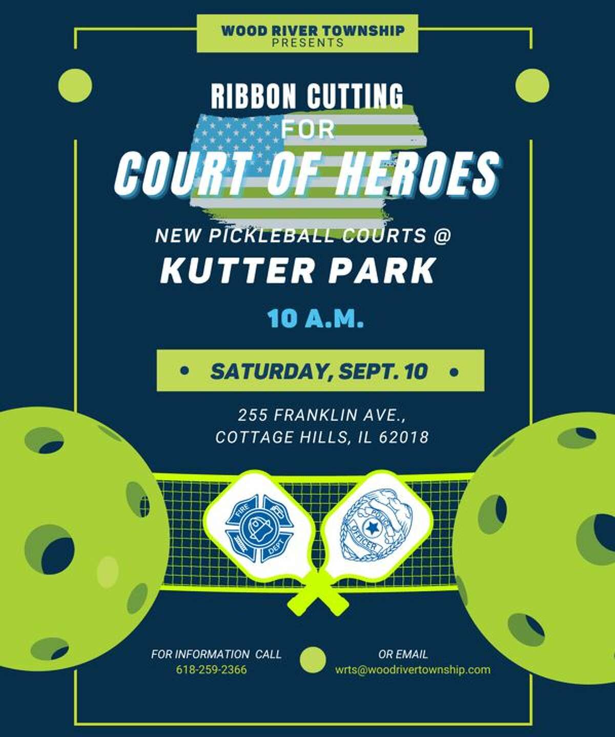 A ribbon cutting is set for the new pickleball courts in Cottage Hills at 10 a.m. Saturday.