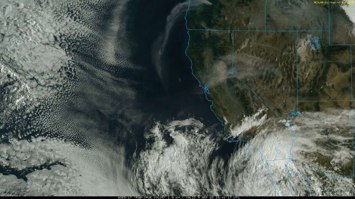 Tropical Storm Kay spinning off the coast of Baja Friday morning, bringing heavy rains and strong winds to San Diego and Tijuana. To the north, extended smoke cover from the Mosquito Fire permeating into the Sacramento Valley and Bay Area.