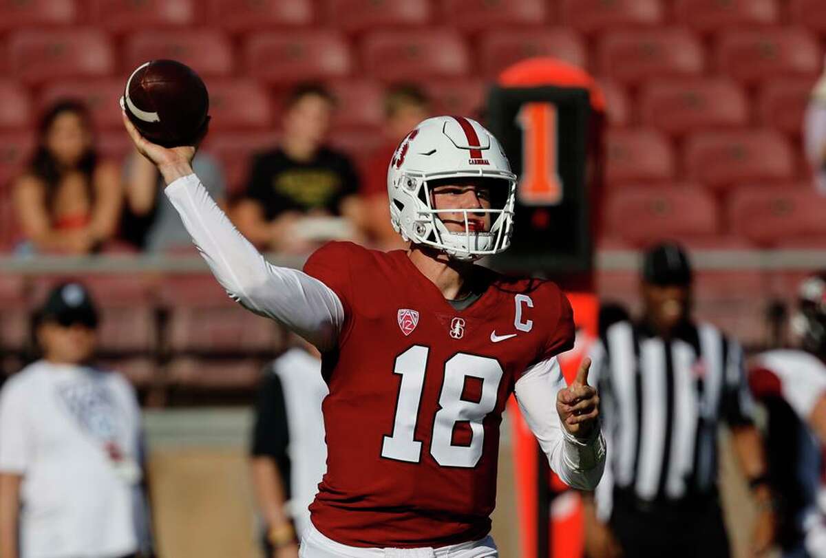 Stanford quarterback Tanner McKee went 22-for-27 for 308 yards and two scores against Colgate last week.