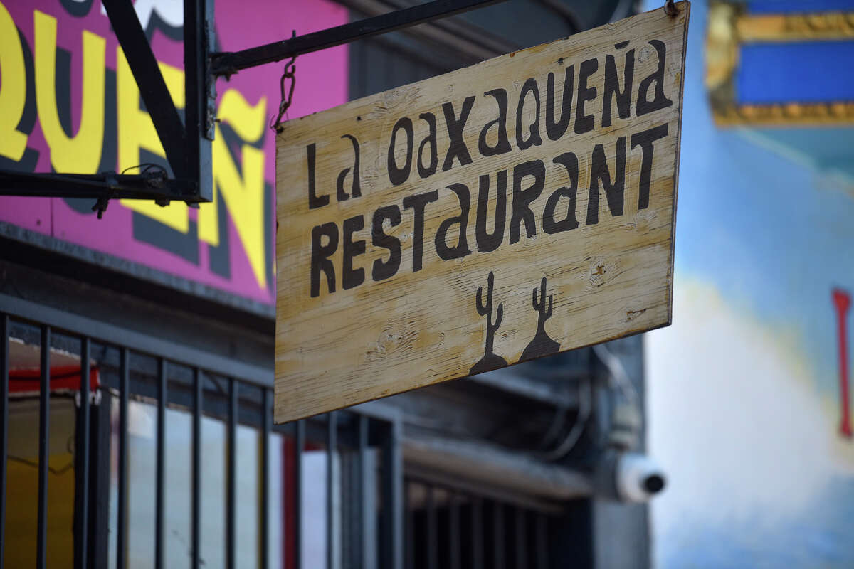 The sign in front of La Oaxaqueña on Mission Street in San Francisco. 